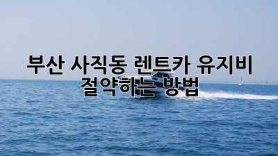 부산 사직동 렌트카, 유지비 절약하는 방법!